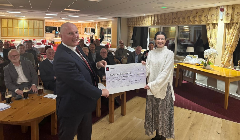 £1,591.00 raised in 2024 by the Frodsham & Helsby Golf Society. The cheque was presented to Elle Fitzgeralf of HHH.