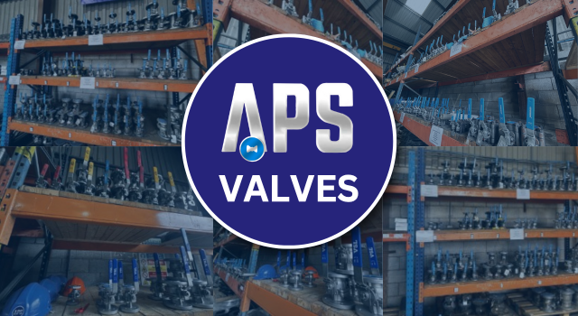 APS Valves logo on top of images of valves